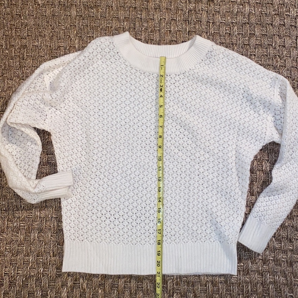 Joie Cashmere Blend Crochet/Woven l/s Sweater ivory sz Large - Picture 5 of 7